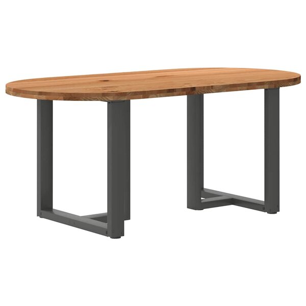 vidaXL Table à manger marron clair bois de chêne massif ovale