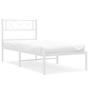vidaXL Cadre de lit métal sans matelas et tête de lit blanc 100x200 cm
