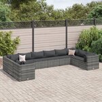 vidaXL Salon de jardin 10 Pièces avec coussins Gris Résine tressée