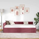 vidaXL Cadre de lit d'angle Bordeaux 90 cm x 190 cm Velours