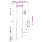 vidaXL Buffet haut Sonoma gris 69 5x34x180 cm Bois d'ingénierie