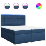 vidaXL Sommier à lattes de lit avec matelas Bleu 200x200 cm Tissu