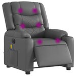 vidaXL Fauteuil de massage inclinable électrique gris similicuir