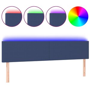 vidaXL Tête de lit à LED Bleu 200x5x78/88 cm Tissu