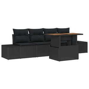 vidaXL Ensemble de salle à manger pour jardin 5 Pièces Noir et Marron