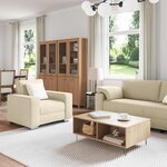 vidaXL Canapé 3 Pièces Crème 219 x 80 x 82 cm Tissu en lin mélangé