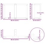 vidaXL Pieds de table basse en T  2 pièces  anthracite  60 x 25 x (42-43) cm  acier