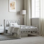 vidaXL Cadre de lit métal avec tête de lit/pied de lit blanc 100x190cm