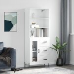 vidaXL Buffet haut Blanc 69 5x34x180 cm Bois d'ingénierie