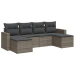 vidaXL Salon de jardin 6 Pièces avec coussins gris résine tressée
