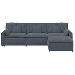 vidaXL Canapé modulaire avec repose-pieds et coussins gris foncé