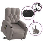 vidaXL Fauteuil inclinable de massage Taupe Tissu