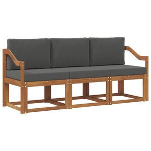 vidaXL Ensemble de canapés d'extérieur 3 Pièces Naturel et Anthracite