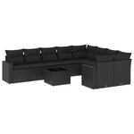 vidaXL Salon de jardin 10 Pièces avec coussins noir résine tressée