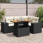 vidaXL Salon de jardin 5 Pièces avec coussins noir résine tressée