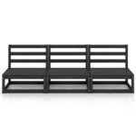 vidaXL Canapé à 3 places de jardin Noir Bois de pin solide