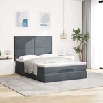 vidaXL Cadre de lit ottoman avec matelas gris foncé 140x200 cm velours