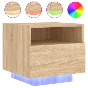 vidaXL Table de chevet avec lumières LED chêne sonoma 40x39x37 cm