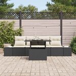 vidaXL Ensemble de canapé de jardin avec coussin 5 Pièces Noir et Crème