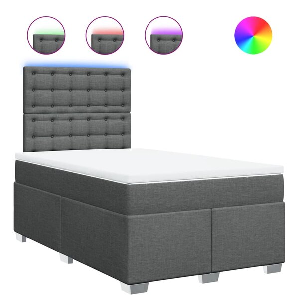 vidaXL Sommier à lattes de lit avec matelas Gris foncé 120x200cm Tissu