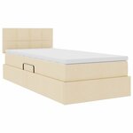 vidaXL Lit de rangement LED avec matelas Crème 100 x 200 cm Tissu