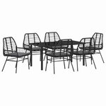 vidaXL Ensemble de salle à manger pour jardin 7 Pièces Noir polyrotin