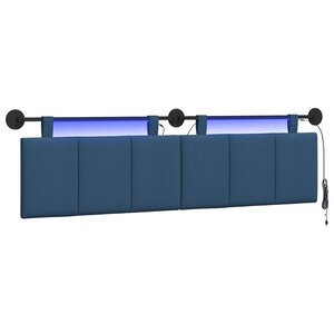vidaXL Tête de lit suspendue Avec lumière LED Bleu Tissu