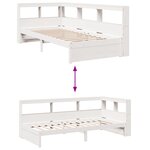 vidaXL Lit bibliothèque sans matelas blanc 90x200cm bois de pin massif
