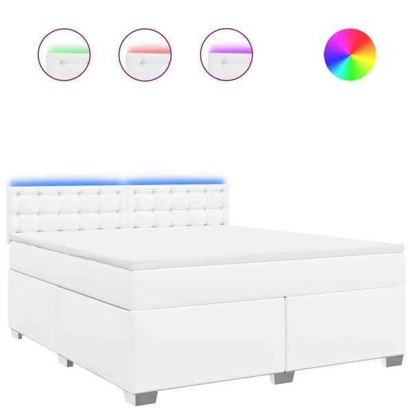 vidaXL Sommier à lattes de lit avec matelas Blanc 180x200cm Similicuir