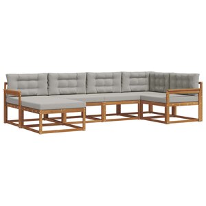 vidaXL Ensemble de canapés d'extérieur 6 pc Naturel et gris clair