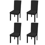 vidaXL Housse de chaise droite extensible 4 Pièces noir