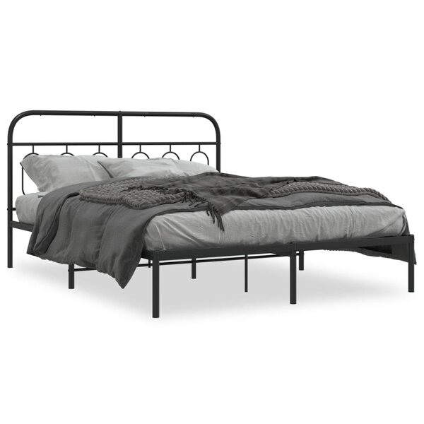 vidaXL Cadre de lit métal sans matelas avec tête de lit noir 140x200cm
