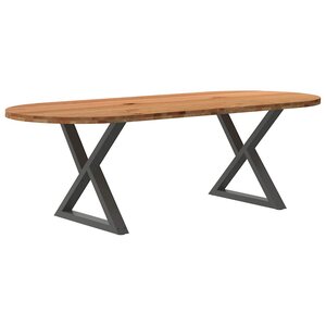 vidaXL Table à manger marron clair bois de chêne massif ovale