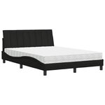 vidaXL Lit avec matelas noir 140x200 cm tissu