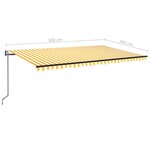 vidaXL Auvent automatique capteur de vent/LED 500x300cm Jaune et blanc