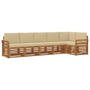 vidaXL Ensemble de canapés d'extérieur 6 pc Naturel et Beige Polyester