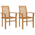 vidaXL Chaise de Jardin Empilable 2 Pièces en Bois Massif de Teck