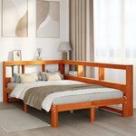vidaXL Lit bibliothèque sans matelas cire marron 120x190cm pin massif