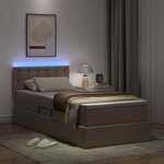 vidaXL Lit avec rangement et LED avec matelas Cappuccino 90 x 200 cm