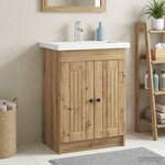 vidaXL Armoire sous évier de salle de bain Chêne artisanal