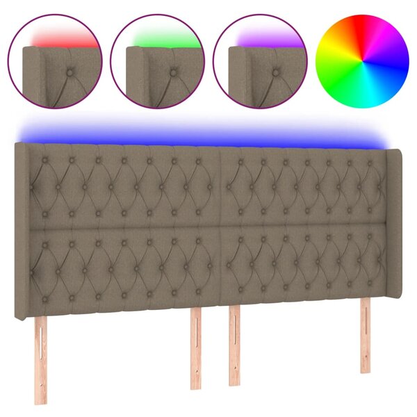 vidaXL Tête de lit à LED Taupe 183x16x118/128 cm Tissu