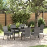 vidaXL Ensemble de salle à manger pour jardin 7 Pièces Gris