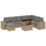 vidaXL Salon de jardin avec coussins 9 Pièces beige résine tressée