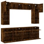 vidaXL Ensemble de meubles TV muraux 6Pièces et lumières LED chêne fumé