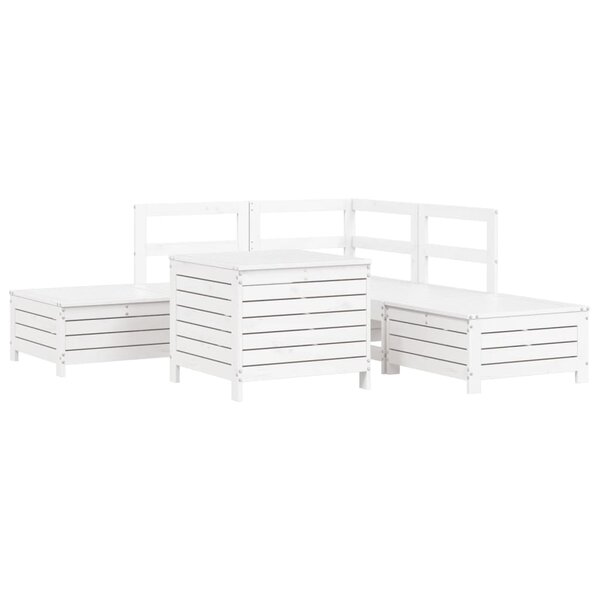 vidaXL Salon de jardin 6 Pièces blanc bois de pin massif