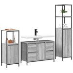 vidaXL Ensemble de mobilier de salle de bain 3 Pièces Gris sonoma et Noir