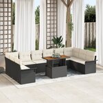 Ensemble de canapé de jardin de 11 pièces avec coussins Noire Rotin poly