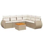 vidaXL Salon de jardin avec coussins 7 Pièces beige résine tressée