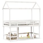 vidaXL Lit superposé et échelle et toit blanc 80x200cm bois pin massif
