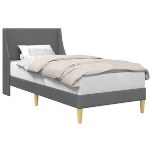 vidaXL Cadre de lit Uni avec tête de lit Gris foncé 90 x 200 cm tissu